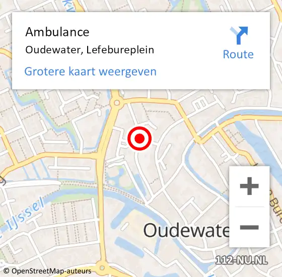 Locatie op kaart van de 112 melding: Ambulance Oudewater, Lefebureplein op 20 februari 2018 17:49