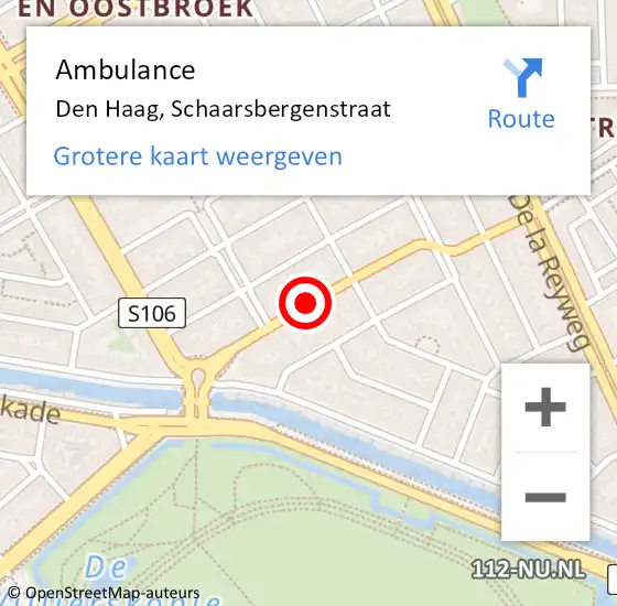Locatie op kaart van de 112 melding: Ambulance Den Haag, Schaarsbergenstraat op 20 februari 2018 17:54