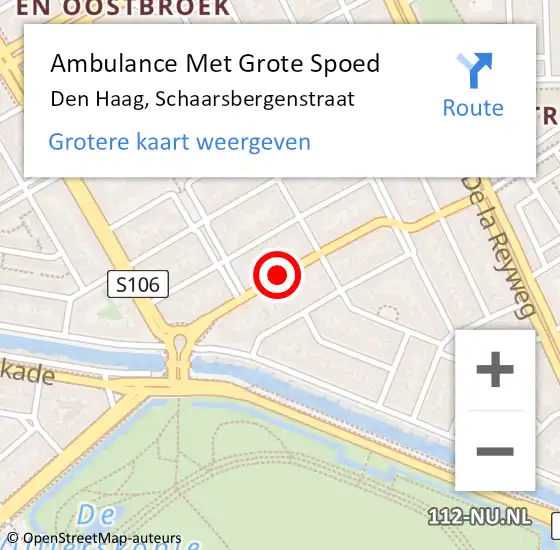 Locatie op kaart van de 112 melding: Ambulance Met Grote Spoed Naar Den Haag, Schaarsbergenstraat op 20 februari 2018 18:12