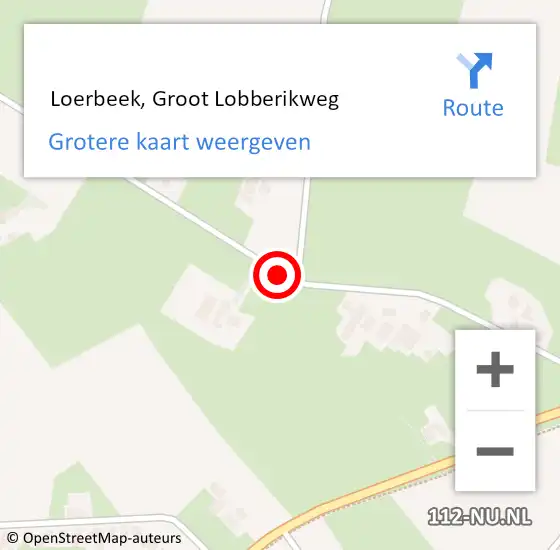 Locatie op kaart van de 112 melding:  Loerbeek, Groot Lobberikweg op 20 februari 2018 18:31