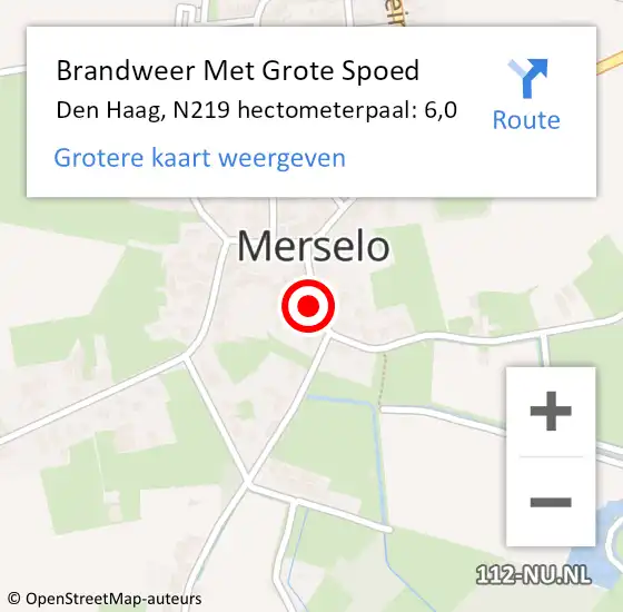 Locatie op kaart van de 112 melding: Brandweer Met Grote Spoed Naar Den Haag, N219 hectometerpaal: 6,0 op 20 februari 2018 18:37