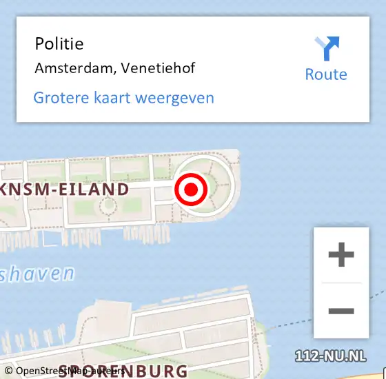 Locatie op kaart van de 112 melding: Politie Amsterdam, Venetiehof op 20 februari 2018 18:41