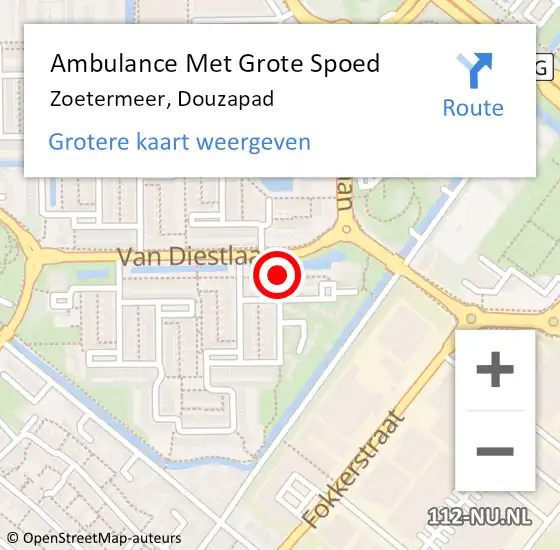 Locatie op kaart van de 112 melding: Ambulance Met Grote Spoed Naar Zoetermeer, Douzapad op 20 februari 2018 19:03