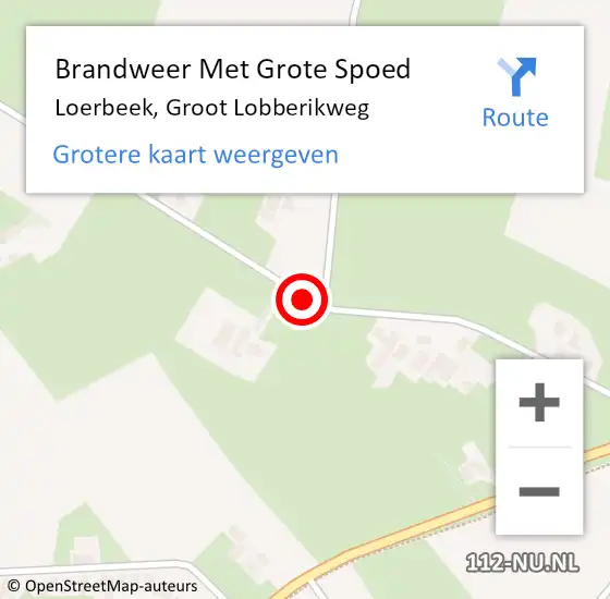 Locatie op kaart van de 112 melding: Brandweer Met Grote Spoed Naar Loerbeek, Groot Lobberikweg op 20 februari 2018 19:06