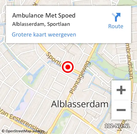 Locatie op kaart van de 112 melding: Ambulance Met Spoed Naar Alblasserdam, Sportlaan op 20 februari 2018 19:39