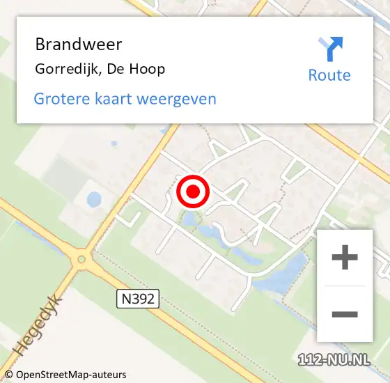 Locatie op kaart van de 112 melding: Brandweer Gorredijk, De Hoop op 20 februari 2018 19:45