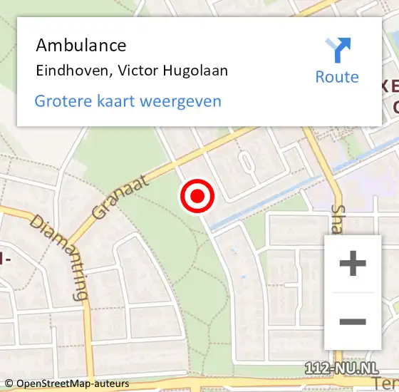 Locatie op kaart van de 112 melding: Ambulance Eindhoven, Victor Hugolaan op 20 februari 2018 19:50