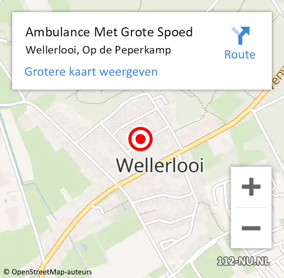 Locatie op kaart van de 112 melding: Ambulance Met Grote Spoed Naar Wellerlooi, Op de Peperkamp op 16 februari 2014 22:53