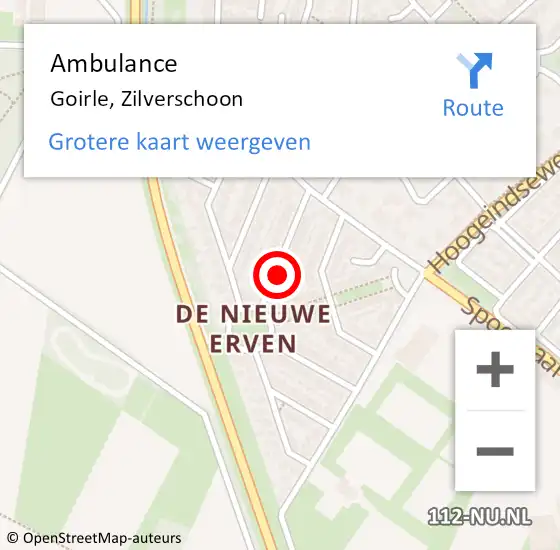 Locatie op kaart van de 112 melding: Ambulance Goirle, Zilverschoon op 20 februari 2018 20:12