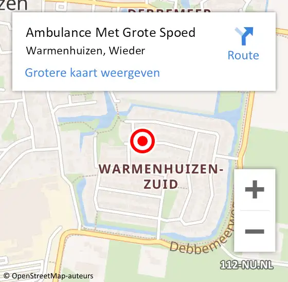 Locatie op kaart van de 112 melding: Ambulance Met Grote Spoed Naar Warmenhuizen, Wieder op 20 februari 2018 20:29
