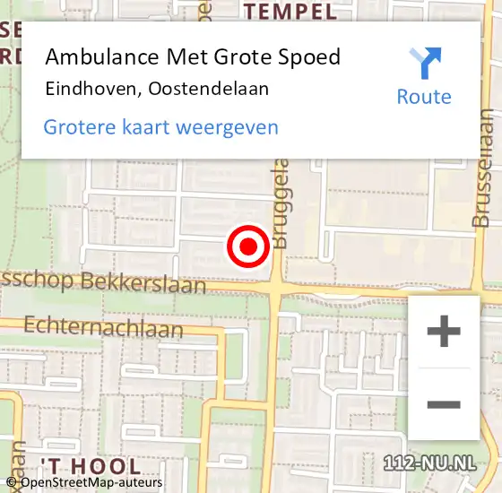 Locatie op kaart van de 112 melding: Ambulance Met Grote Spoed Naar Eindhoven, Oostendelaan op 20 februari 2018 20:30