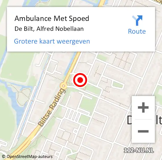 Locatie op kaart van de 112 melding: Ambulance Met Spoed Naar De Bilt, Alfred Nobellaan op 20 februari 2018 20:32