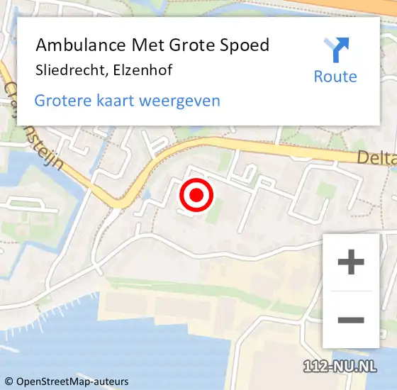 Locatie op kaart van de 112 melding: Ambulance Met Grote Spoed Naar Sliedrecht, Elzenhof op 20 februari 2018 20:33
