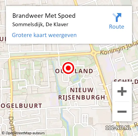 Locatie op kaart van de 112 melding: Brandweer Met Spoed Naar Sommelsdijk, De Klaver op 16 februari 2014 23:03