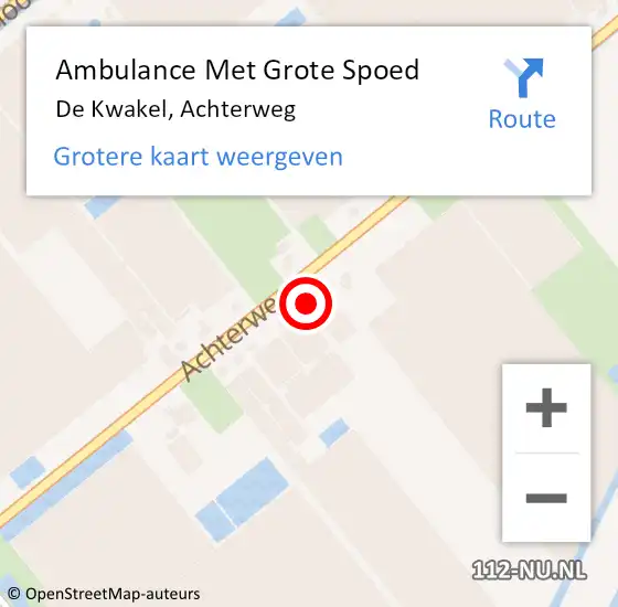 Locatie op kaart van de 112 melding: Ambulance Met Grote Spoed Naar De Kwakel, Achterweg op 20 februari 2018 21:17
