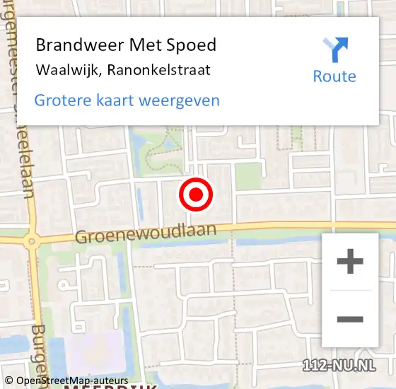 Locatie op kaart van de 112 melding: Brandweer Met Spoed Naar Waalwijk, Ranonkelstraat op 20 februari 2018 21:52