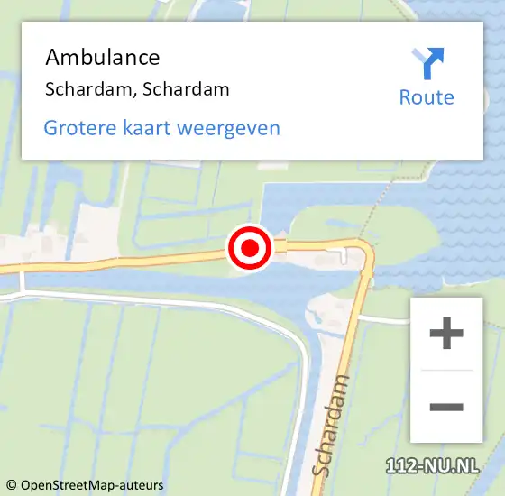 Locatie op kaart van de 112 melding: Ambulance Schardam, Schardam op 20 februari 2018 22:35