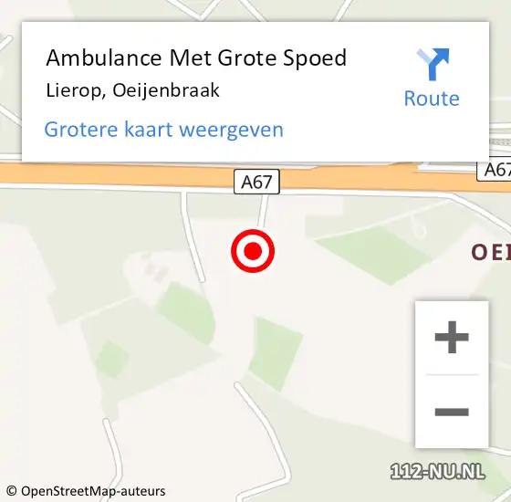 Locatie op kaart van de 112 melding: Ambulance Met Grote Spoed Naar Lierop, Oeijenbraak op 20 februari 2018 23:03