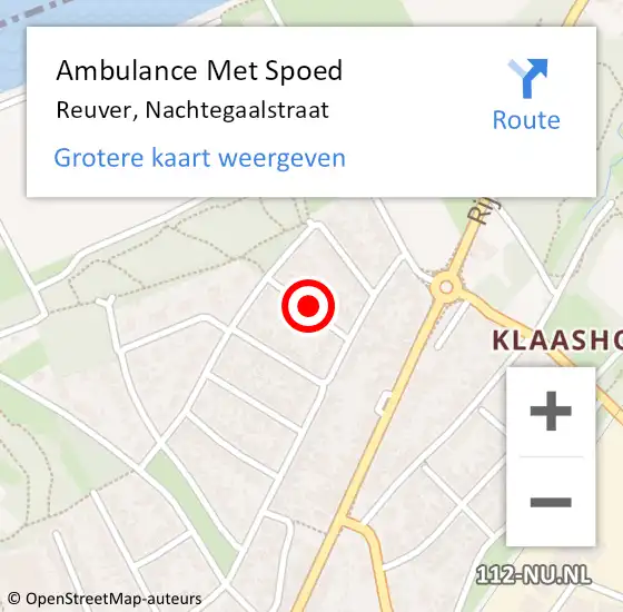 Locatie op kaart van de 112 melding: Ambulance Met Spoed Naar Reuver, Nachtegaalstraat op 20 februari 2018 23:55