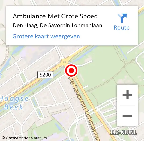 Locatie op kaart van de 112 melding: Ambulance Met Grote Spoed Naar Den Haag, De Savornin Lohmanlaan op 20 februari 2018 23:59