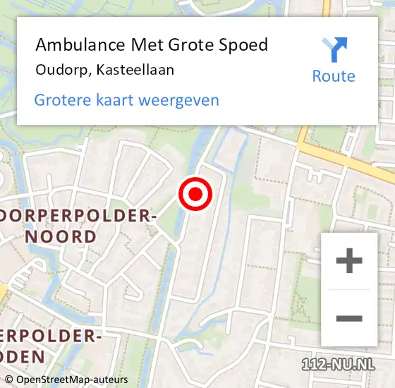 Locatie op kaart van de 112 melding: Ambulance Met Grote Spoed Naar Oudorp, Kasteellaan op 21 februari 2018 00:11