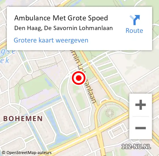 Locatie op kaart van de 112 melding: Ambulance Met Grote Spoed Naar Den Haag, De Savornin Lohmanlaan op 21 februari 2018 00:26