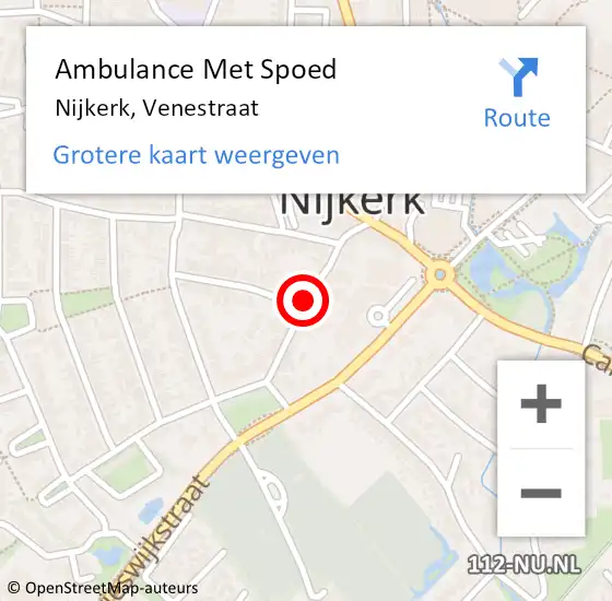 Locatie op kaart van de 112 melding: Ambulance Met Spoed Naar Nijkerk, Venestraat op 21 februari 2018 00:27