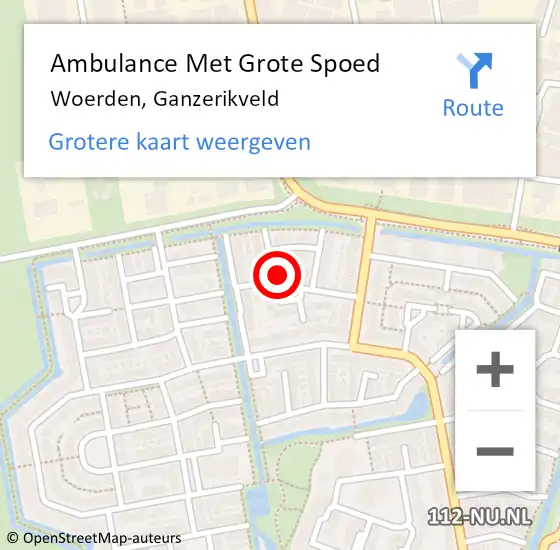 Locatie op kaart van de 112 melding: Ambulance Met Grote Spoed Naar Woerden, Ganzerikveld op 16 februari 2014 23:31