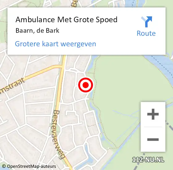 Locatie op kaart van de 112 melding: Ambulance Met Grote Spoed Naar Baarn, de Bark op 16 februari 2014 23:32