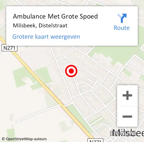 Locatie op kaart van de 112 melding: Ambulance Met Grote Spoed Naar Milsbeek, Distelstraat op 21 februari 2018 03:17