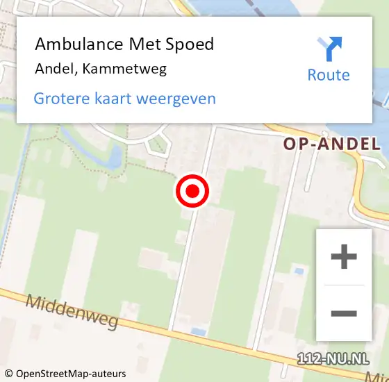 Locatie op kaart van de 112 melding: Ambulance Met Spoed Naar Andel, Kammetweg op 21 februari 2018 03:28