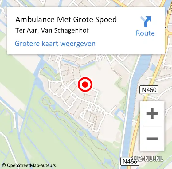 Locatie op kaart van de 112 melding: Ambulance Met Grote Spoed Naar Ter Aar, Van Schagenhof op 21 februari 2018 05:09