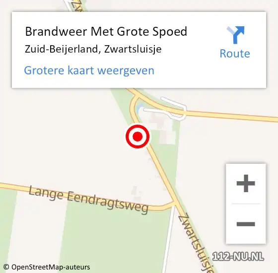 Locatie op kaart van de 112 melding: Brandweer Met Grote Spoed Naar Zuid-Beijerland, Zwartsluisje op 21 februari 2018 05:23