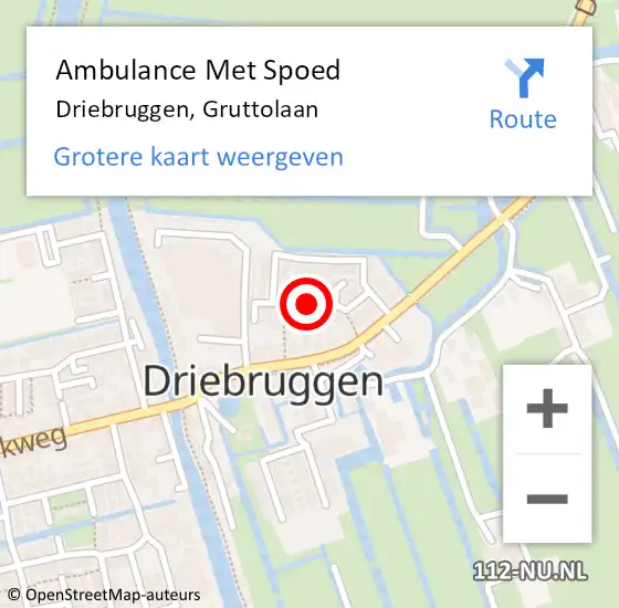 Locatie op kaart van de 112 melding: Ambulance Met Spoed Naar Driebruggen, Gruttolaan op 21 februari 2018 05:25