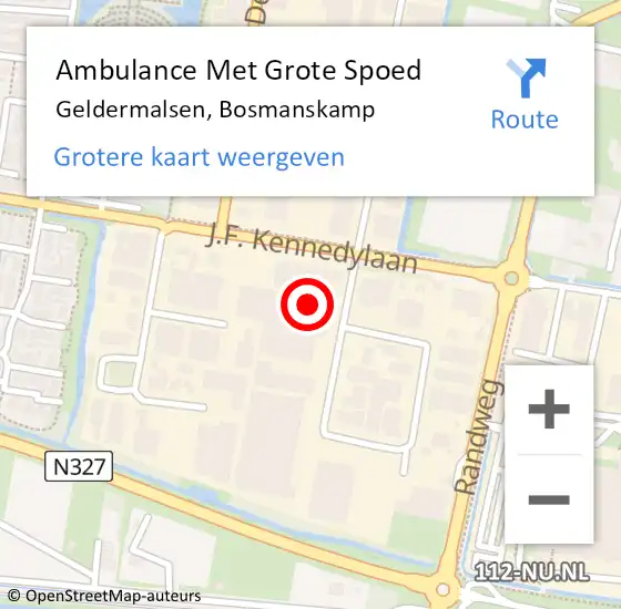 Locatie op kaart van de 112 melding: Ambulance Met Grote Spoed Naar Geldermalsen, Bosmanskamp op 21 februari 2018 05:35