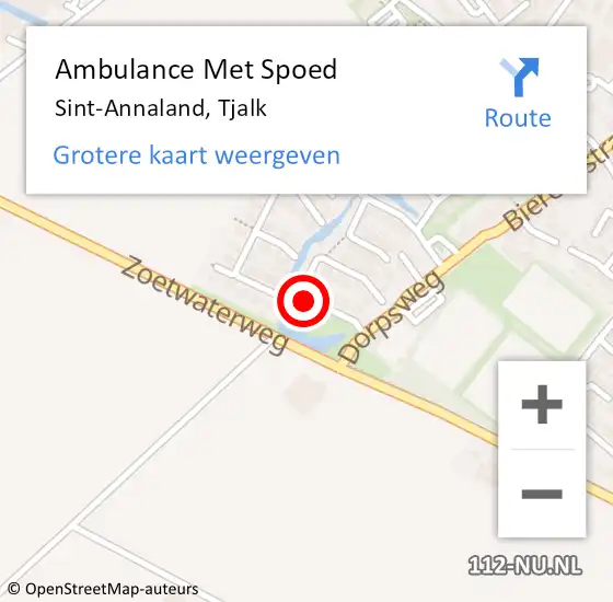 Locatie op kaart van de 112 melding: Ambulance Met Spoed Naar Sint-Annaland, Tjalk op 21 februari 2018 06:55