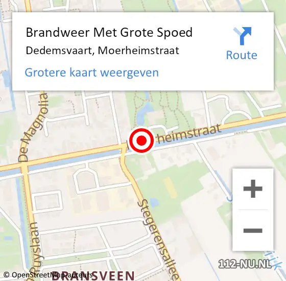 Locatie op kaart van de 112 melding: Brandweer Met Grote Spoed Naar Dedemsvaart, Moerheimstraat op 21 februari 2018 07:02