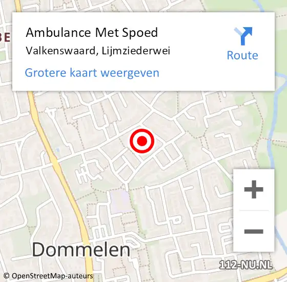 Locatie op kaart van de 112 melding: Ambulance Met Spoed Naar Valkenswaard, Lijmziederwei op 21 februari 2018 07:20