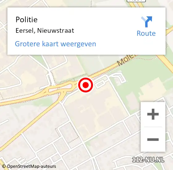 Locatie op kaart van de 112 melding: Politie Eersel, Nieuwstraat op 21 februari 2018 07:26