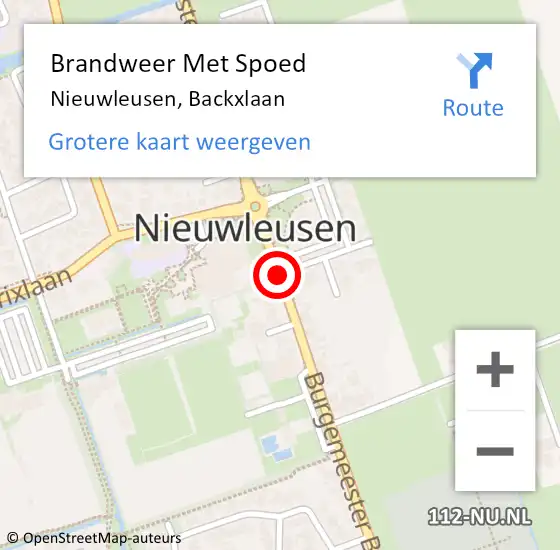 Locatie op kaart van de 112 melding: Brandweer Met Spoed Naar Nieuwleusen, Backxlaan op 21 februari 2018 08:05