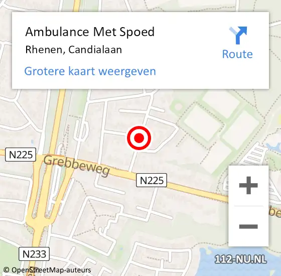 Locatie op kaart van de 112 melding: Ambulance Met Spoed Naar Rhenen, Candialaan op 21 februari 2018 08:28