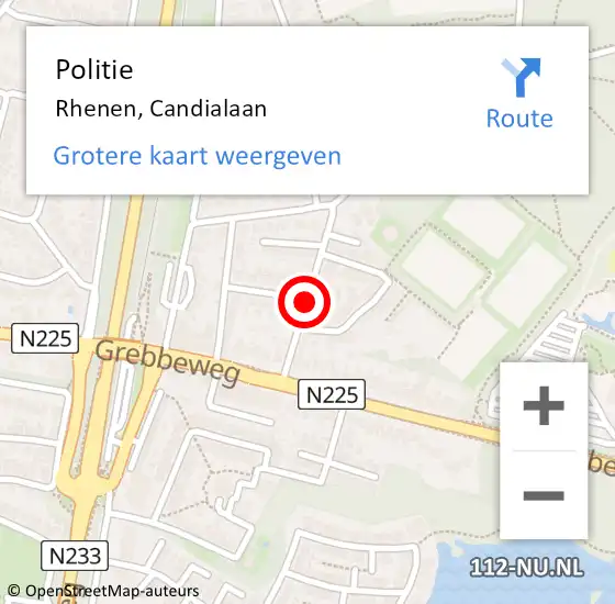 Locatie op kaart van de 112 melding: Politie Rhenen, Candialaan op 21 februari 2018 08:28