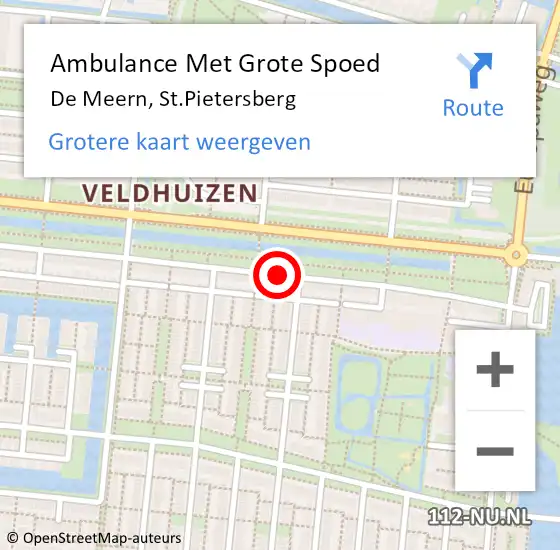 Locatie op kaart van de 112 melding: Ambulance Met Grote Spoed Naar De Meern, St.Pietersberg op 21 februari 2018 08:34