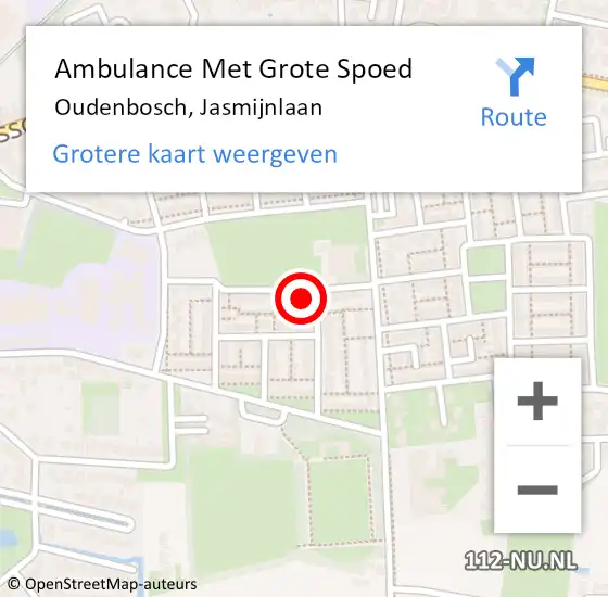 Locatie op kaart van de 112 melding: Ambulance Met Grote Spoed Naar Oudenbosch, Jasmijnlaan op 21 februari 2018 08:42