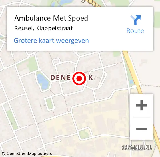 Locatie op kaart van de 112 melding: Ambulance Met Spoed Naar Reusel, Klappeistraat op 21 februari 2018 08:50