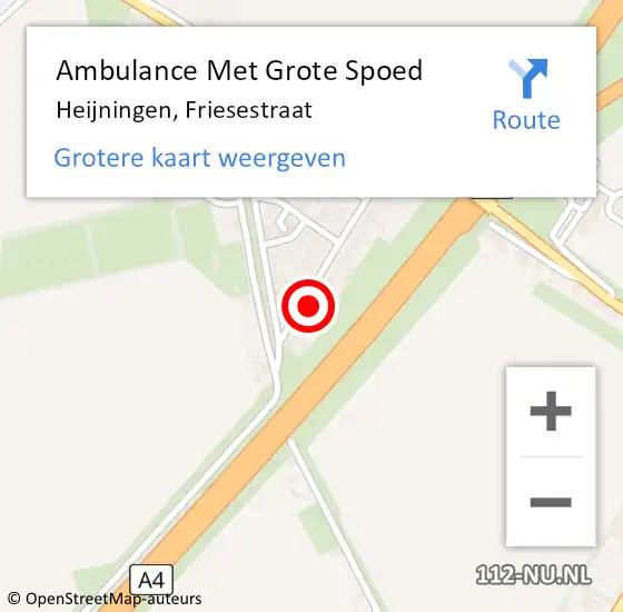 Locatie op kaart van de 112 melding: Ambulance Met Grote Spoed Naar Heijningen, Friesestraat op 21 februari 2018 09:11