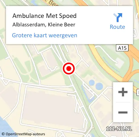 Locatie op kaart van de 112 melding: Ambulance Met Spoed Naar Alblasserdam, Kleine Beer op 21 februari 2018 09:23