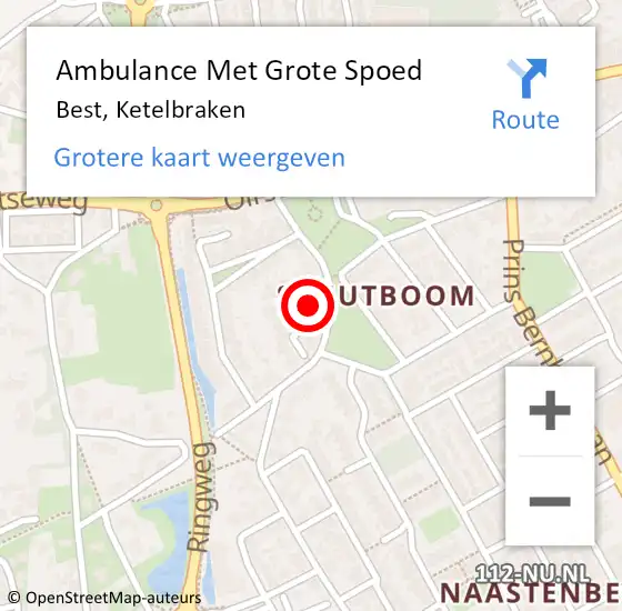 Locatie op kaart van de 112 melding: Ambulance Met Grote Spoed Naar Best, Ketelbraken op 21 februari 2018 09:23