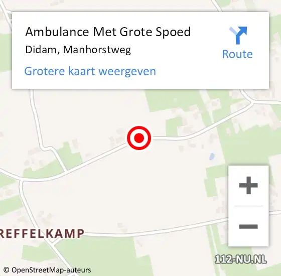 Locatie op kaart van de 112 melding: Ambulance Met Grote Spoed Naar Didam, Manhorstweg op 21 februari 2018 09:26