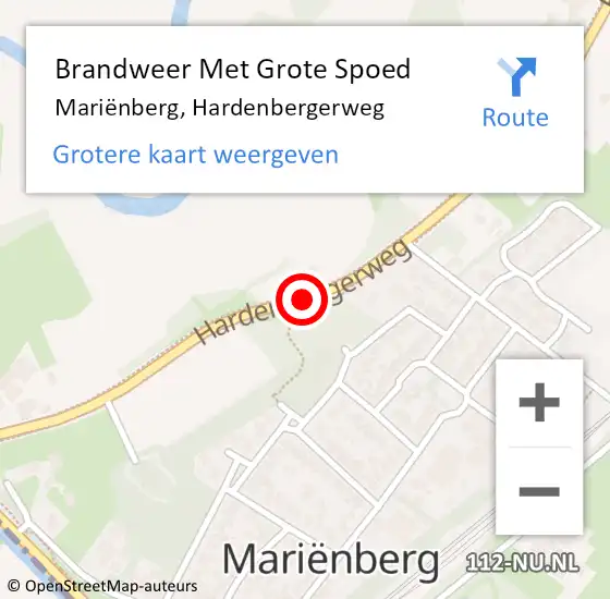 Locatie op kaart van de 112 melding: Brandweer Met Grote Spoed Naar Mariënberg, Hardenbergerweg op 21 februari 2018 09:44